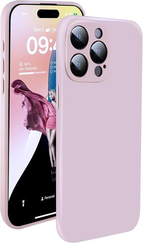 Slim Liquid Silicone for iPhone 15 Pro Max Phone Case, Shockproof Soft Gel Rubber Protective Cover, Solid Color Design Smooth for iPhone 15 Pro Max Full Body Cases Covers, Light Purple in Saudi Arabia