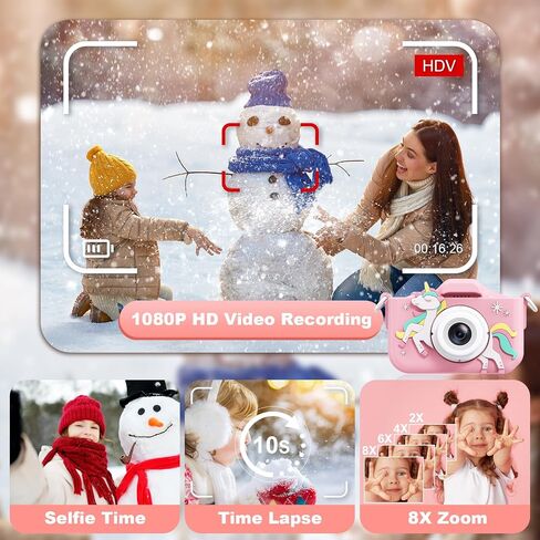 Kids Camera, Toddler Camera for Kids, Toys for Ages 5-7, Stocking Stuffers for Kids, Christmas Birthday Gifts for Girls, 1080P HD Video Kids Digital Camera, Toys Gifts for 3 4 5 6 7 8+ Year Old Girl in Saudi Arabia