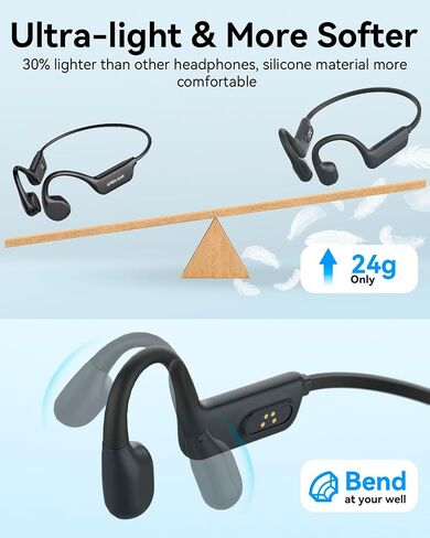 MONODEAL Swimming Headphones-IP68 Waterproof Headphones for Swimming,Open Ear Bluetooth 5.4 Swimming Headphones Underwater with 32GB Memory Card,Sports Headphones for Swimming,Running in Kuwait
