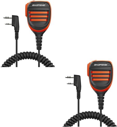 2 Pack BAOFENG BF-F8HP Microphone Speaker Dual PTT Handheld Mic Waterproof Upgrade of Original BF Mic for GMRS Ham Radio 2Pin K Orange Compatible with UV-K5 UV-82 UV-S9 Plus UV-17R P15UV in Saudi Arabia