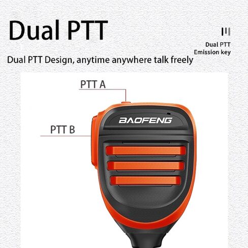 2 Pack BAOFENG BF-F8HP Microphone Speaker Dual PTT Handheld Mic Waterproof Upgrade of Original BF Mic for GMRS Ham Radio 2Pin K Orange Compatible with UV-K5 UV-82 UV-S9 Plus UV-17R P15UV in Saudi Arabia