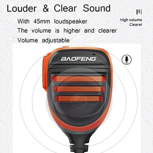 2 Pack BAOFENG BF-F8HP Microphone Speaker Dual PTT Handheld Mic Waterproof Upgrade of Original BF Mic for GMRS Ham Radio 2Pin K Orange Compatible with UV-K5 UV-82 UV-S9 Plus UV-17R P15UV in Saudi Arabia
