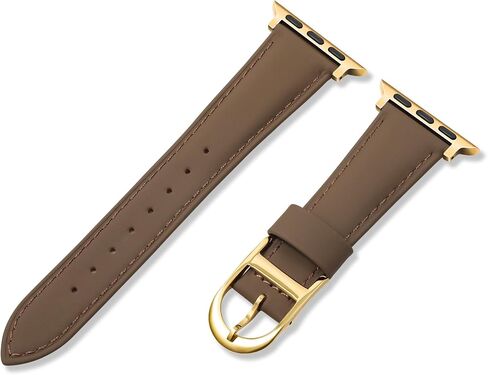 Handodo Italian Genuine Leather Band for Apple Watch Series 10 9 8 7 6 5 4 3 2 1 SE SE2 Ultra Ultra2,38mm 40mm 41mm 42mm 44mm 45mm 46mm 49mm, Super Slim Breathable Band for iWatch Replace Strap Women with Gold Buckle in Saudi Arabia