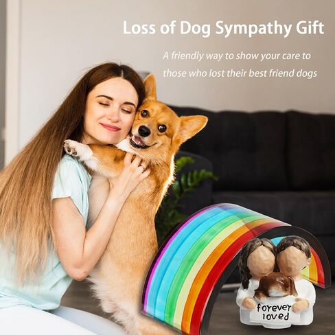 Rainbow Bridge Dog Memorial Gifts, Pet Memorial - I'll Meet You at The Rainbow Bridge - Pet Loss Gifts with Sympathy Card, Bereavement, Sympathy Keepsake Dog Mom, Dog Dad for Loss of Pet in Saudi Arabia