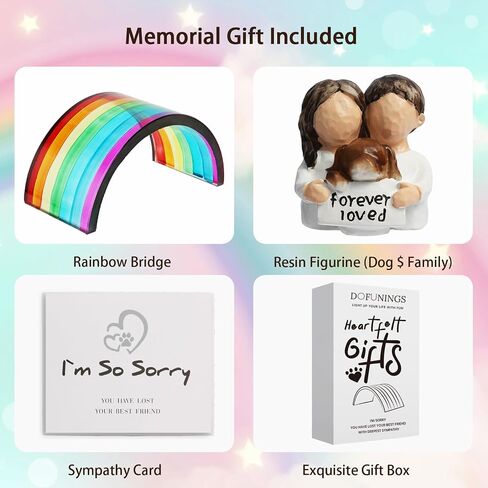 Rainbow Bridge Dog Memorial Gifts, Pet Memorial - I'll Meet You at The Rainbow Bridge - Pet Loss Gifts with Sympathy Card, Bereavement, Sympathy Keepsake Dog Mom, Dog Dad for Loss of Pet in Saudi Arabia