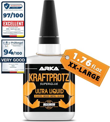 1.76 فلوريدا أوقية. Superglue Extra Strong - صمغ فائق سائل متضمن. طرف مضاد للجفاف - KRAFTPROTZ - قابل للاستخدام عالميًا لربط البلاستيك والمواد الاصطناعية والزجاج والخشب والحجر in Kuwait