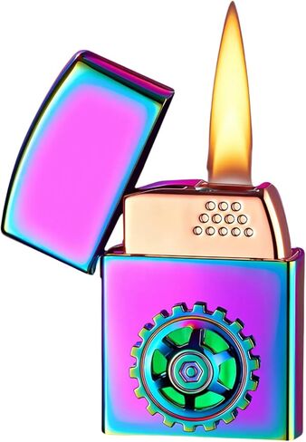 Mini Butane Torch Lighter, Vintage Soft Flame Lighter, Refillable Cool Lighters for Men, Smart Lighter with 4 Ignition Methods, Gear Turntable (Fuel Not Included) (Ice Coloured) in Kuwait
