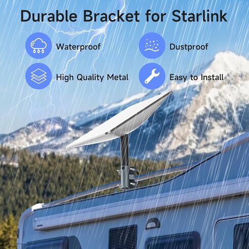 Starlink Mount Kit Gen 2 Starlink Mounting U-Bolt Pipe Converter for Starlink V2 Pipe Converter Starlink Mounting Bracket Stand للسفر RV، السقف، اليخوت، التخييم، في الهواء الطلق in Kuwait