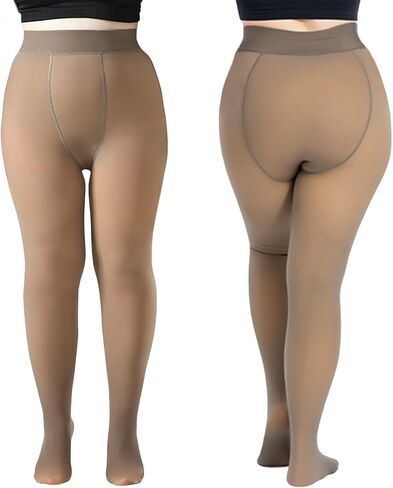 FLORENCE IISA Winter Fleece Lined Tights for Women Warm Fake Translucent Nude Tights Fleece Pantyhose in Kuwait