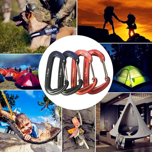 L-Rover Carabiner,12KN Lightweight Heavy Duty Carabiner Clips,Aluminium Wiregate Caribeaners for Hammocks,Camping, Key Chains, Outdoor and Gym etc,Hiking & Utility in Kuwait
