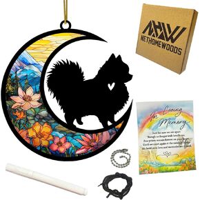 Pomeranian Dog Memorial Suncatcher, Personalized Pomeranian Ornament with Name Date, Rainbow Bridge Dog Sympathy Card, Dog Passing Away Gift, Loss of Dog Sympathy Gift, Bereavement Gift