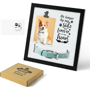 JAPBOR Pet Memorial Picture Frame - Loss of Dog Cat Memorial Gifts with Collar Holder, Collar Frame Sympathy Remembrance Gift, Pet Death Passing Away Passed Bereavement Hanging Standing Photo Keepsake
