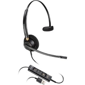 Poly - EncorePro 515 USB-A and USB-C USB Headset (Plantronics) - Cloud System Updates - Acoustic Hearing Protection - Works with Avaya, Genesys, and Cisco Call Center Platforms - Single Ear/Mono,Black