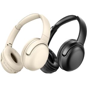 MAXROCK 2 Pack Bluetooth Over-Ear Headphones, Wireless Stereo Foldable Headphones, 40H Playtime Wireless and Wired Headsets with Built-in Mic for iPhone/Samsung/iPad/PC (Black/White)