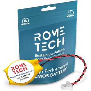 Rome Tech CR2032 CMOS Battery for HP ProBook 645 G2 / Dell Vostro 5320 / HP Elitebook 8460P- Laptop Backup BIOS RTC 3V CR 2032 Battery with 2 Wire Medium Cable Long Connector