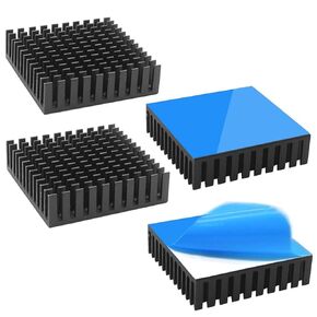 2Pcs Heatsink Kit 40 x 40 x 11mm Black Aluminum Heat Sink Radiator Cooler with Thermal Conductive Adhesive Tape Cooling Fin for 3D Printer Motor, Thermoelectric Peltier