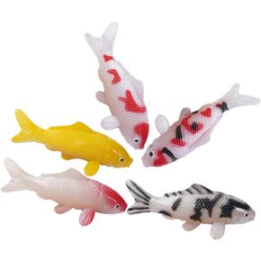 ABOOFAN Ceramic Floating Fish, 5pcs Aquarium Floating Goldfish Koi Fish Floatable Figurines Realistic Fish Tank Fish Tea Pet Decor Fairy Garden Pond Desktop Ornaments
