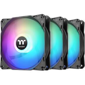 Thermaltake LE120 ARGB PWM Fan (3 Pack), PWM controlled 500~1500 rpm, 5V Motherboard Sync, 16.8 Million Colors 9 Addressable LEDs, Airflow 66.1 CFM, 120mm Hydraulic Bearing, Case Fan, CL-F204-PL12SW-A