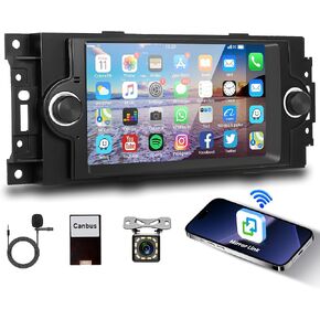 Android Car Radio Stereo for Jeep Wrangler JK Dodge RAM Chrysler 300C Chevrolet Compass Commander Patriot, 6.2 Inch Touchscreen with Mirror Link WiFi GPS Bluetooth FM RDS EQ Rear Camera SWC USB