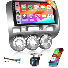 8 Core 4G 64G Car Stereo Radio for Honda Fit 2004-2010 with Wireless CarPlay/Android Auto/46 EQ/DSP/9inch 1280x720P IPS Touchscreen/Canbus/5.0 Bluetooth/WiFi/GPS Navigation/Mirror Link/Rear Camera