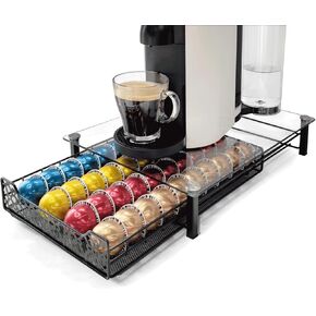 RECAPS Coffee Pod Kitchen Organizer Storage Holder Pod Drawer Pods Holder Compatible with Vertuoline and VertuolinePlus Machines Tempered Glass Drawer Stores 40 Coffee Pods(Coffee Pods NOT Included)