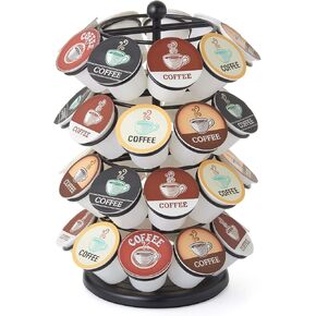 Nifty K Cup Holder – Compatible with K-Cups, Coffee Pod Carousel | 36 K Cup Holder, Spins 360-Degrees, Lazy Susan Platform, Modern Black Design, Home or Office Kitchen Counter Organizer