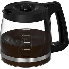 12-Cup Replacement Glass Carafe Pot Compatible with Hamilton Beach Coffee Maker Models 46310, 49980R, 49976, 49966, 49350, 49957, 49954, 49933, 49980A, 49983, 49618, 46300, 49950, Black