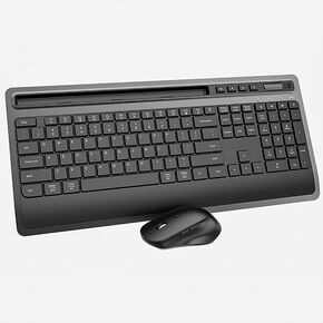 Wireless Keyboard and Mouse Combination, Silent Numeric Keypad and Adjustable DPI Mouse, Built-in Phone & Tablet Stand, Compatible with MacBook, Windows Computer, Black