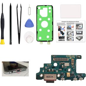 Charging Port Replacement Kit Compatible with Galaxy S21+ Plus US Version, Dock Board USB-C Connector Only for S21 Plus SM-G996U, SM-G996U1, SM-G996W, with Instruction Manual, Toolkit