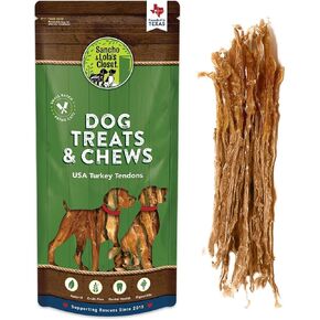 Gourmet USA Turkey Tendons by Sancho and Lola’s (4 Ounces) 100% Natural and 100% American Dog Chew Treat - A Healthy Snack for Healthy Pups