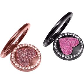 Ring Stand for Smartphone/Mobile Phone Case Ring Holder Gold, Cell Phone Ring Holder Glitter Shiny Finger Kickstand with 360 Degree Rotation (Silver-Red and Black)