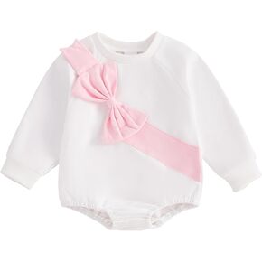 MBMSHEGH Newborn Baby Girls Crewneck Sweatshirt Bubble Oversized Romper Long Sleeve Shirt Jumpsuit Outfit Fall Clothes