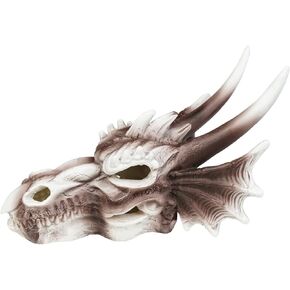 Fish Tank Aquarium Decoration Dragon Imitation Skull Model Resin Reptile Habitat Decorative for Fish Shrimp Lizard Geckos Snake Spiders Frogs Terrarium Landscape (White)
