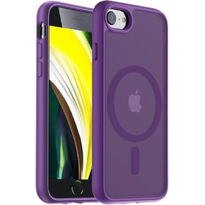 Hualele Magnetic for iPhone SE Case 2022/3rd/2020/2nd gen,iPhone 8/7 Case,Compatible with MagSafe, Military Grade Dropproof Translucent Matte Hard Back Soft Edge Slim Protective Phone Case,Black
