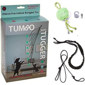 Tumbo Tugger Indoor Exercise Dog Toy - (Indoor Ceiling Hanging Bungee Rope tug Toy) ENTERTAINS Your Dogs w/Energetic, Interactive Solo Play tug or war Action - Tiny to Small Dogs Under 25 lbs