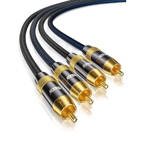 EMK RCA Cable, 2RCA Male to 2RCA Male Stereo Audio Cable HiFi System Interconnect Cable for Home Theater, HDTV, Amplifiers, Hi-Fi Systems (6.6ft)