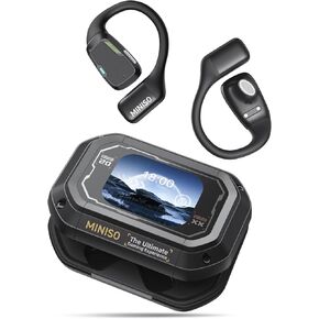 MINISO True Wireless Open Ear Earbuds Bluetooth 5.4 Display Touch Screen Gaming Earphones 35Hours Play time OWS Earbuds with Charging Case Light-Weight Headphones Built-in Microphone