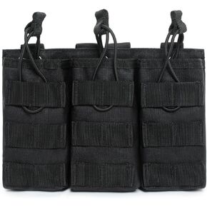Tactical Molle Mag Pouch, Open-Top Molle Double/Triple Stacker 5.56 7.62 Magazine Pouches Holder Carrier for Rifle M4 M14 G36 HK416 AR-15 and Glock 17 19 M1911 9MM Magazines Holster