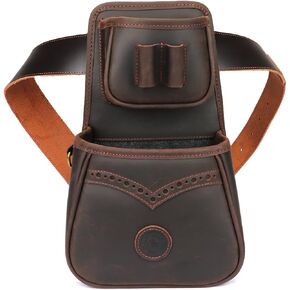 TOURBON Leather Shotgun Shell Holder Ammo Pouch with 1 Box Cartridge Carrier
