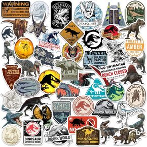 مجموعة متنوعة من الملصقات الفاخرة الكبيرة من الفينيل من Jurassic World 50 قطعة - كمبيوتر محمول، زجاجة مياه، سجل القصاصات، الكمبيوتر اللوحي، لوح التزلج، داخلي/خارجي