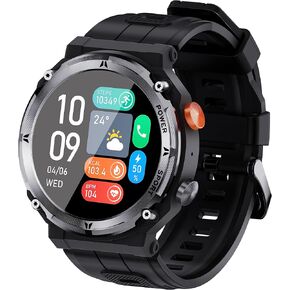 Military Smart Watches for Men 410mAh Long Standby Time Tactical Blood Pressure Watch Make/Answer Calls,Heart Rate/Blood Oxygen Monitor Fitness Tracker Watch Compatible with Android iOS Phones
