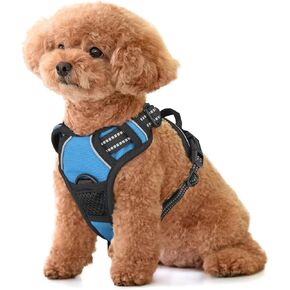 MoNiBloom Reflective Dog Harness, No Pull Vest Harness with Handle, Adjustable Soft Padded Pet Harness for Small Dogs, Pink, S