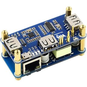 PoE Ethernet/USB HUB Hat for Raspberry Pi Zero/Zero W/Zero WH, 3X USB 2.0 Ports, 10M/100M RJ45 Port, 802.3af-Compliant