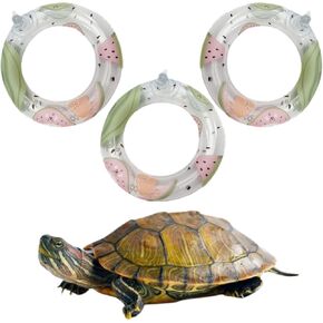 Inflatable Turtle Floating Platform Toy Small Animal Floaties Swimming Ring Basking Rest Dock for Turtle Tortoise (3 Pack)