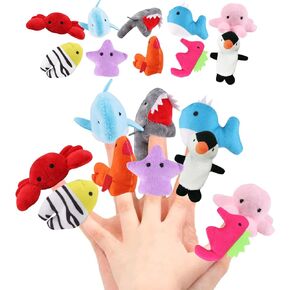 LOKIPA 10PCS Finger Toys, Soft Plush Animal Finger Puppets for Kids Mini Plush Finger Toys Assortment for Boys & Girls, Party Favors, Playtime, Schools