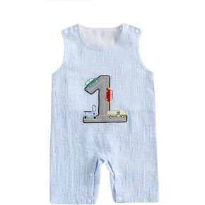 Infant Baby Boys Jumpsuit Sleeveless Crew Neck Striped Embroidery Golf Cart Summer Romper Clothes for Casual Daily in Kuwait