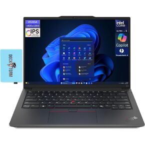 Lenovo ThinkPad E14 Gen 6 AI PC Laptop 14.0" IPS WUXGA Display (Intel Ultra 5-125U, 16GB DDR5, 256GB PCIe SSD, Intel Graphics, Thunderbolt 4, WiFi 6E, HD Webcam, Win 11 Pro) w/DKZ USB Port Expander