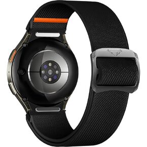 One Click No Gap Elastic Band Compatible with Samsung Galaxy Watch 7/6/5/4 40mm 44mm/Watch 6 Classic 43mm 47mm/Watch 5 Pro 45mm/Watch 4 Classic 42mm 46mm, Breathable Nylon Solo Loop Replacement Strap