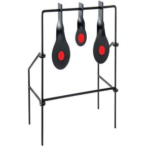 EZ Aim Metallic Triple Spinner Target System, Rimfire .22 Cal. and Air Guns, Shooting Target 12"W x 13"H, Black/Red