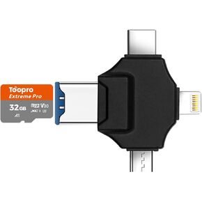 4-in-1 OTG Card Reader Set, Portable Memory Card Adapter, Compatible with Apple, Android, Type-C Devices, Supports TF Cards (128GB)
